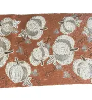 Rachel Roy Thanksgiving Fall Table Runner 36x13" White Pumpkins Beaded Holiday