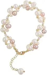 [Generic] Double Pearl Bracelet Women's Freshwater Sen System Braided Hand String to Send Gifts
