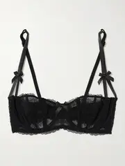 [Agent Provocateur] Agent Provocateur - Love Bow-embellished Leavers Lace Underwired Bra - Black - 34DD 34 DD Black
