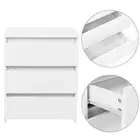 White Modern Bedside Table Nightstand with 3 Storage Drawers Furniture