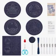 Sashiko Bliss: DIY Coaster Kit - 4 Sets with Beginner's Instructions. Perfect Ho