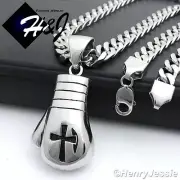 18-40"Stainless Steel 9mm Silver Cuban Curb Chain Boxing Glove Cross Pendant*P79