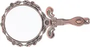 Vintage Handheld Pocket Mirror with Handle Elegant Antique Embossed Flower Design European Style for Women for Travel Vanity Use
