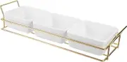 WATIIFUFU 1Set Compartment Snack Plate with Metal Rack Stylish Serving Dish for Dried Fruits Nuts Chips and Appetizers for Home Gatherings and Parties