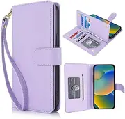 Procarcasa for iPhone 16 Plus Wallet Case,for iPhone 16 Plus Case [7 Card Holders][Wrist Strap] PU Leather Wallet Shockproof Stand Kickstand Magnetic Clourse Phone Cover-Purple