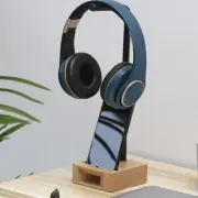 Headphone Stand Wooden Base Portable Phone Sound Amplifier for Office Gaming
