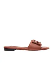 Fendi Baguette Logo Patch Slides 35,36,37.5,37,38.5,38,39.5,39,40,36.5,41,35.5 brown