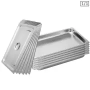 6X Gastronorm Full Size 1/1 Bain Marie 4cm Deep Stainless Steel Tray with Lid