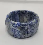 Genuine Blue Sodalite Stretch Bracelet Wide Heavy New In Box HSN Jewelry