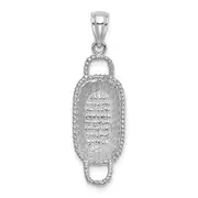 14k White Gold 3-D 2 Handles Rectangular Basket Charm