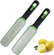 Zester Grater, Cheese Grater, Pack of 2 Zester Stainless Steel Grater, with Non-Slip Handle, Sharp Blade Made of Stainless Steel with Protective Cover, for Hard Cheese, Citrus Fruits, Parmesan, Ginger
