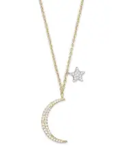 Meira T Diamond Moon Necklace in 14K Yellow Gold, .22 ct. t. w., 16