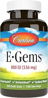 Carlson Labs E-Gems Natural Vitamin E, 800 IU, 100 Softgels