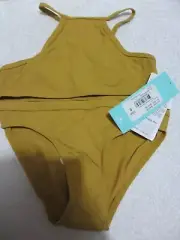 Rip Curl Girl Luxe RIB BIKINI Size 8 Colour Mustard Brand New