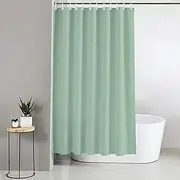[Blue Canyon] Plain Shower Curtains | 100% Polyester Shower Curtain |Anti-Bacterial Surface Treatment |Water Repellent| Weighted Hem | 180X180cm| 12 Reinforced Eyelets with Hooks Included (Mint Green)