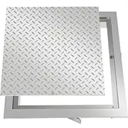 VEVOR Recessed Manhole Cover 60 x 60 cm Clear Opening, Galvanized Steel Drain Cover Overall Size 67 x 67 cm, Sealed Square Manhole Cover and Frame, St