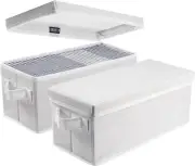 DVD CD Storage Boxes with Lids- Pack of 2 CD Case Storage-13.2" X 5.9" X 5.3"...