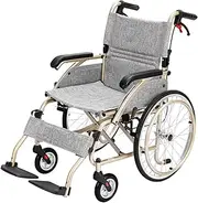 Wheelchair Lightweight Foldable Self-Propelled Wheelchair Portable Manual Wheelchair W/Front and Rear Parking Brake Multifunctional All Terrain Wheelchair Scooter for Elderly Driving Trolley