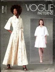 Vogue 1783 Button Front Dress 16-24 Uncut Sewing Pattern V1783 Maxi MIDI Mini