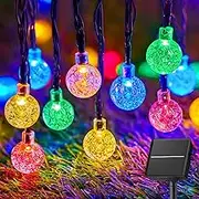 Brightown Solar String Lights Outdoor 60 Led 35.6 Feet Crystal Globe Lights with 8 Lighting Modes, Waterproof Solar Powered Patio Lights for Garden Yard Porch Wedding Party Decor (Multicolor)