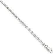 [JewelryWeb] 925 Sterling Silver Solid Polished 3.25mm Cable Chain Bracelet Lobster Claw Link-Bracelet for Women and Men