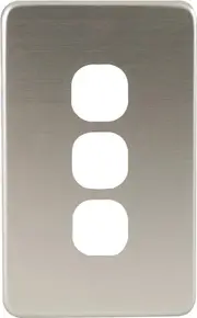 QCE Slimline 3 Gang Switch Brushed Silver Metal Cover