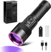 Tisuokae 365nm UV Light Torch, 50W Powerful Black Light Torch with LCD Screen, Rechargeable UV Resin Light, Dimmable Professional UV Flashlight for Pet Urine Detection, Resin Curing, Rocks, Scorpion