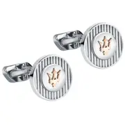 Maserati Leggenda Cufflinks Silver & Rose Gold Trident