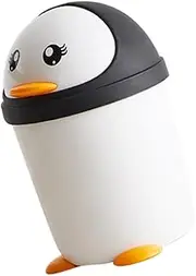 GETAJGHSD Penguin Trash Can with Lid Cute Plastic Waste Bin for Bedroom Office Car Kitchen and Bathroom High Capacity Design for Boys