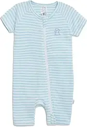 [Bebe Bites] Baby Romper, 100% Organic Cotton, Double Zipper, Short Sleeves, Tag-less