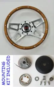 74-94 Chevy Blazer C10 S10 K10 13 1/2 wood 4 spoke steering wheel Red Bowtie (for: Chevrolet)