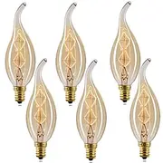 6pcs 40W Incandescent Vintage Edison Lights Bulbs Candle E14 C35L Dimmable Decorative Warm White 2300k Retro Dimmable 220-240V