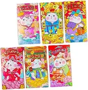 Generic 6pcs Lucky Cat Red Envelope Year Dragon Tin Money Red Envelopes Red Envelope Chinese Cash Envelope Chinese Envelope Spring Festival Packet Red Packets 2023 Red Envelope Paper