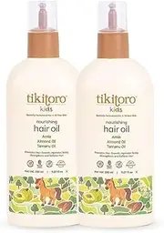 Tikitoro Kids Nourishing Hair Oil Pack Of 2, 100% Vegan with Bringha, Tamanu, Amla, Olive, Aloe & Argan Oil, Promotes Hair Growth, Conditions Scalp, No Paraben & Sulphate (150 ml x 2)
