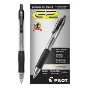Pilot 31277 Extra-Fine 0.38 mm Gel Pen - Black Ink/Smoke/Black Barrel (1-DZ) New