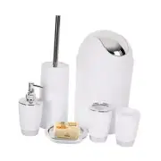 6 Pcs Plastic Bathroom Accessories,Includes Toothbrush Holder,Toothbrush White