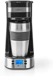 Coffee Machine, Filter Coffee, 0.4 L, 1 Cup, Turn on Timer, Black/Silver