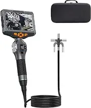 Articulating Borescope, TD500 8.5mm Video Endoscope Inspection Camera with 5 inches IPS Screen, Two-Way Articulation Probe, Fiber Optic Videoscope for Automotive Aircraft Mechanics (5ft, 0.33inch)