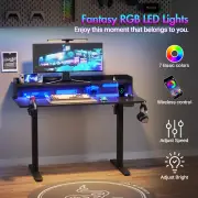 Advwin LED RGB Light Electric Standing Desk Black