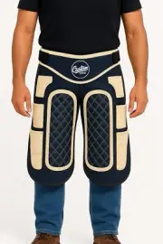 Premium Blue & Cream leather Suede Farrier Chaps | Customizable Farrier Chap