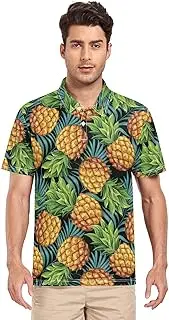 [ZZXXB] Pineapple Palm Leaf Men's Polo Shirts Short Sleeve Quick Dry Athletic Outdoor Sports Golf Shirts S-XXL