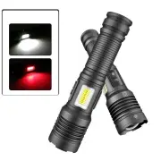 6502BXHP70 Super Bright Zoomable Power Bank LED Flashlight with COB Side Light Hunting Red Blue Light USB Rechargeable