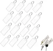 25 Pcs Key Tags with Labels, Plastic Key Tags with Split Ring Label Keychains Window Key Fobs ID Tags for Luggage,Pet Name,Warehouse(White)