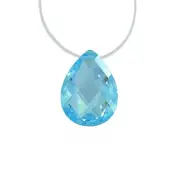 Cubic Zirconia Flat Pear Briolette Pendant Bead 12x16mm Swiss Blue #64197