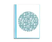 White Music Notes Bar Blue Book Sheet Protectors Portfolio Binder Folder