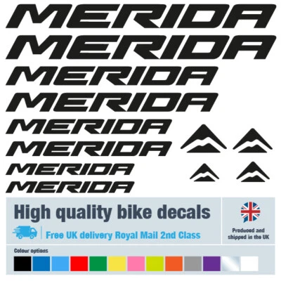 Merida bike labels / decals / stickers, 5+ years external quality (27 pack)