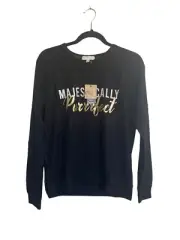 NWT PJ Salvage XS Lounge Pajama Top Black Gold Magestically Purrrfect #PQ31/51