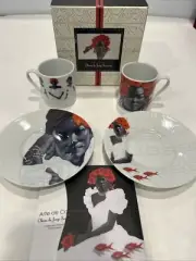 Arte de Cafe Obras de Jorge Severino Coffee Expresso Cup & Saucer Boxed Set Of 2