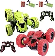 Haktoys 2-Pack RC Remote Control Stunt Car, With 2.4GHz Hobby-Grade Controller for Multi Users (Simultaneous Play Technology), High Speed, Extreme Rotating & Tumbling Double-Sided AWD Off-Road Vehicle