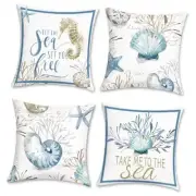 Nautical Throw Pillow Covers 18x18 Set of 4 18" x 18" (Pack of 4) Coastal